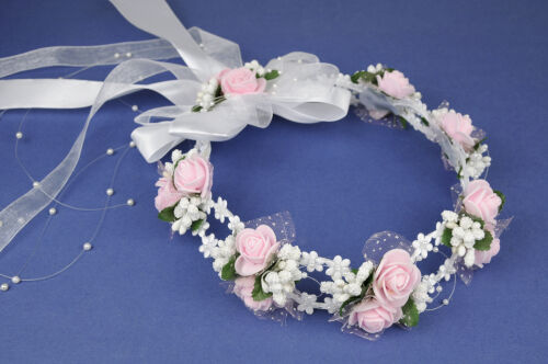 6.4./781 Wianek komunijny z różowymi różyczkami